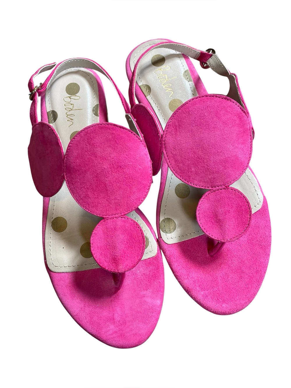 Boden Aubury Sandals Pink Suede leather flats circle art to wear
